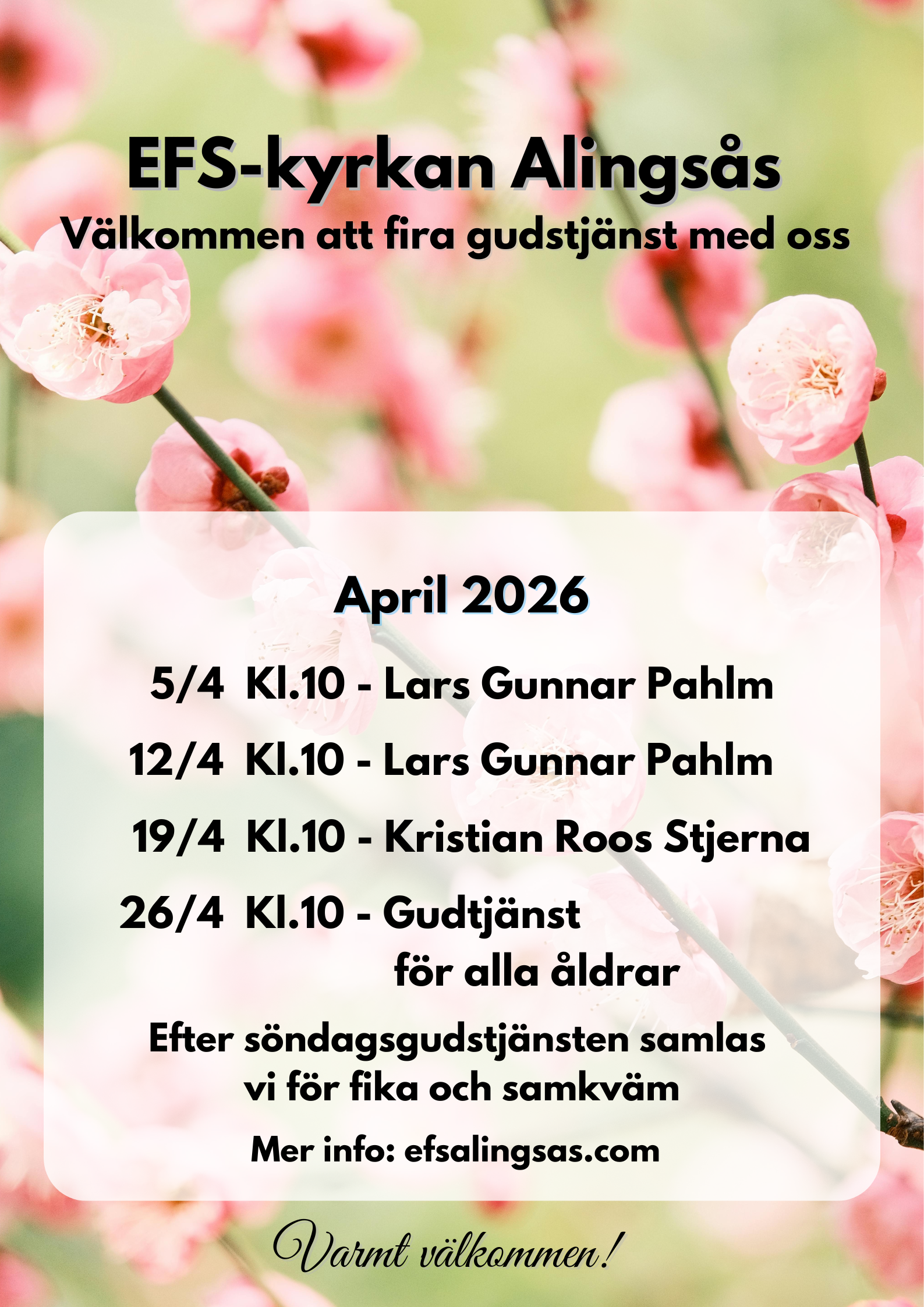 Gudstjänster under april.