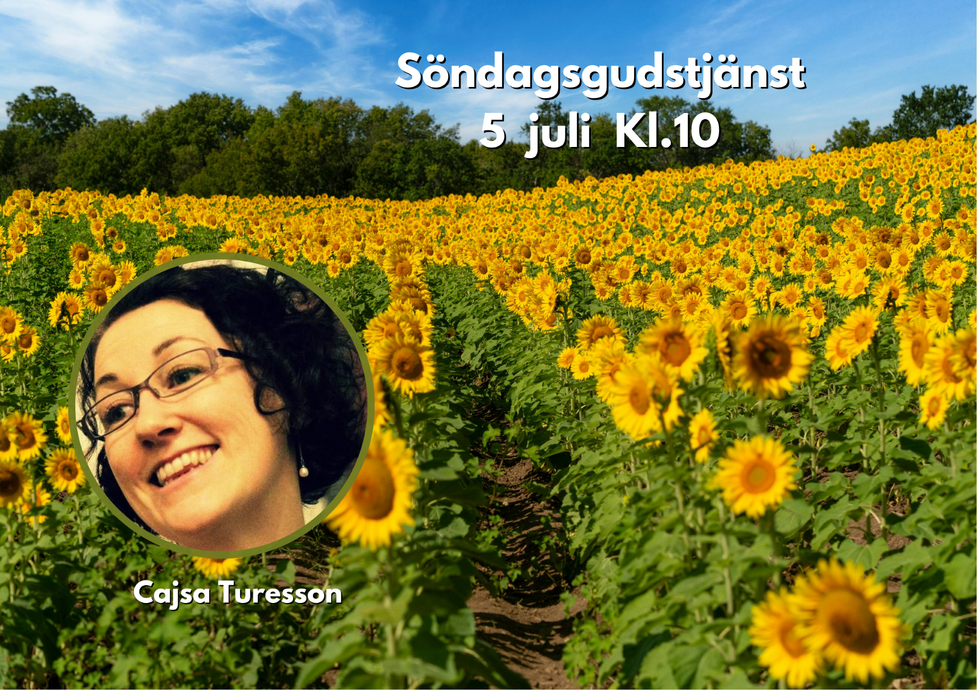 5/7 10:00 Välkommen till en gudstjänst med Cajsa Turesson. Tillsammans med Korskyrkan.