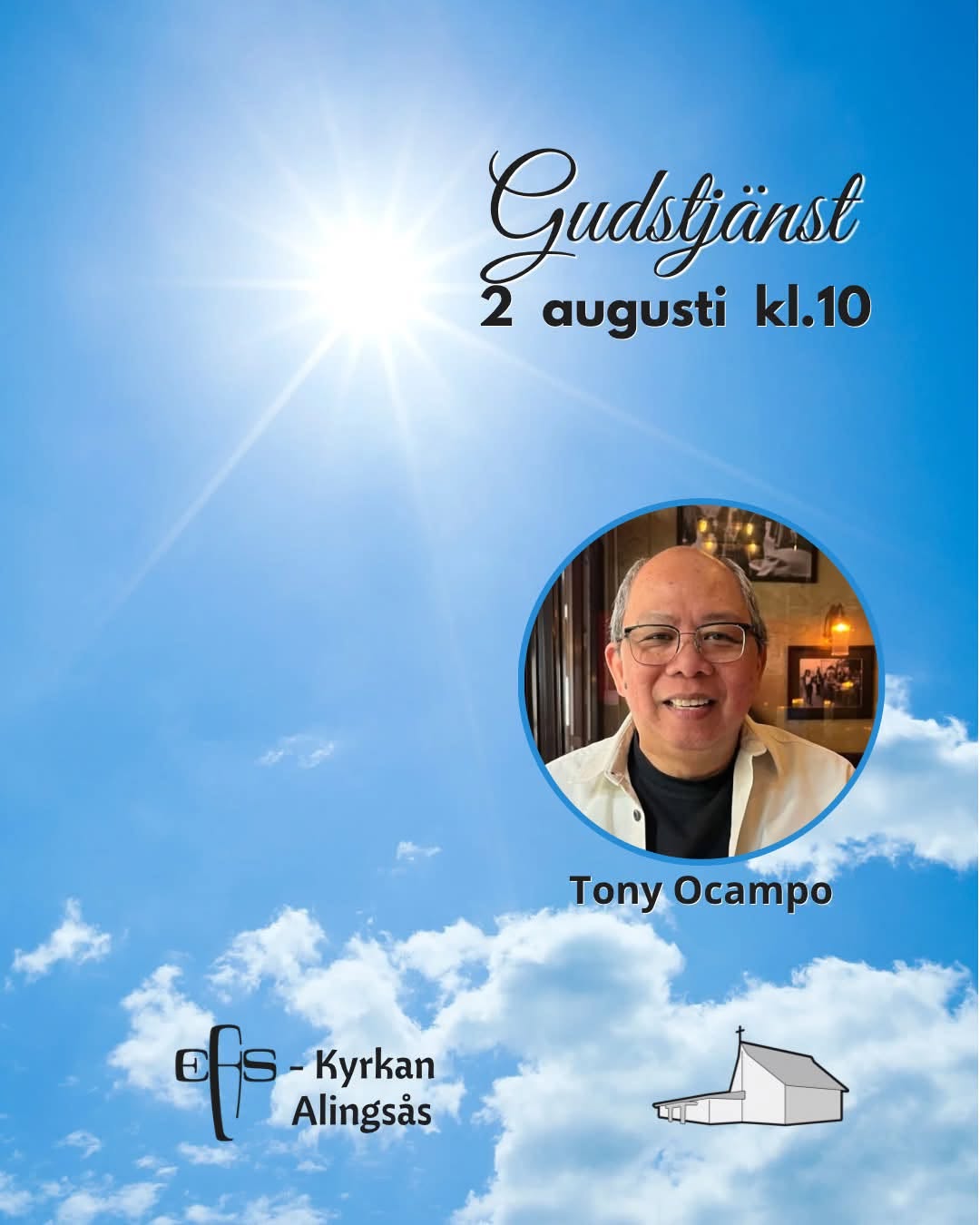 2/8 10:00 Välkommen till en gudstjänst med Tony Ocampo.