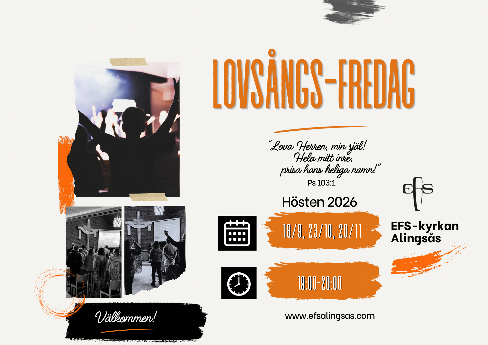 18/9 19:00 Välkommen till en lovsångskväll med Cajsa Turesson m fl.