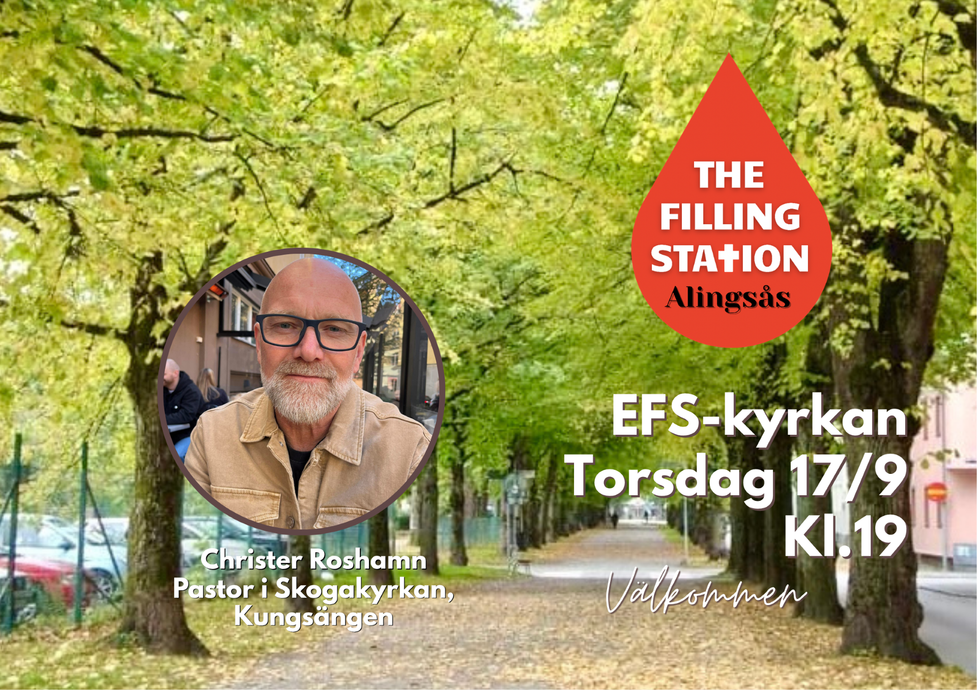 17/9 19:00 Välkommen till Filling Station med Christer Roshamn, Skogakyrkan, Kungsängen.